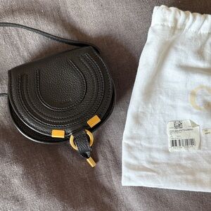 Chloe nano Marcie Black Crossbody Bag with Gold Accents